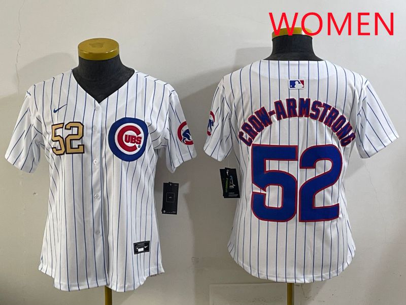 Women 2025 Chicago Cubs #52 Crow-Armstrong White Stripe Game Nike MLB Jersey style 4